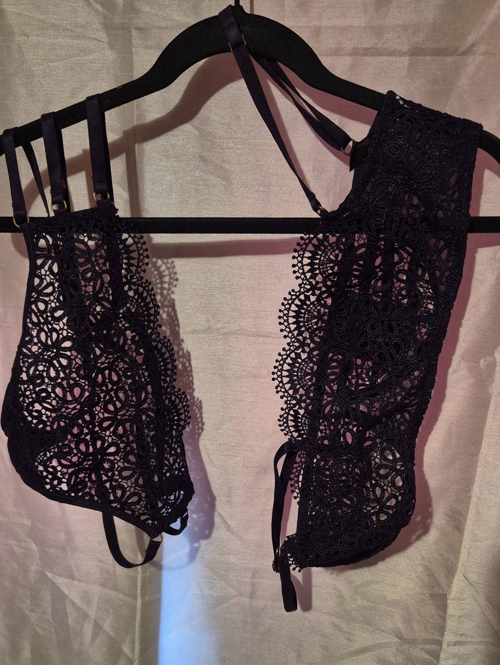Xhilaration Black Crochet Lace Bralette with Strappy Accents